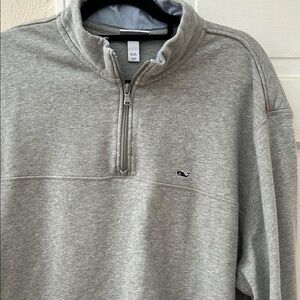 Vineyard Vines Men's Grey Quarter-Zip Sweater